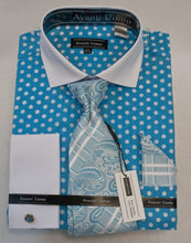 Load image into Gallery viewer, Avanti Uomo Dress Shirt Turquoise and White Polka Dots
