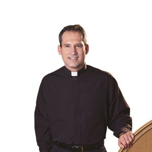 Daniel Elissa Banded Collar Long Sleeve Clergy Men Shirt With  SKU :DS0025C  Color - Black