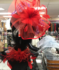 Red Fascinator Head Band
