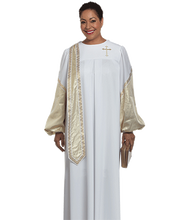 Load image into Gallery viewer, White / Metallic Gold Robe - Lamé Evangelist H-36
