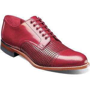 STACY ADAMS MEN'S SHOES MADISON CAP TOE OXFORD RED
