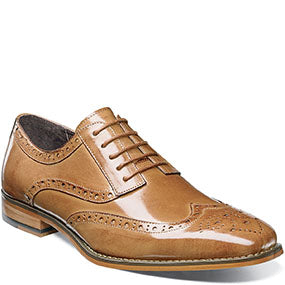 Stacy Adams Tinsley Wingtip Oxford Buffalo Leather Shoe Style: 25092-240  Color - Tan