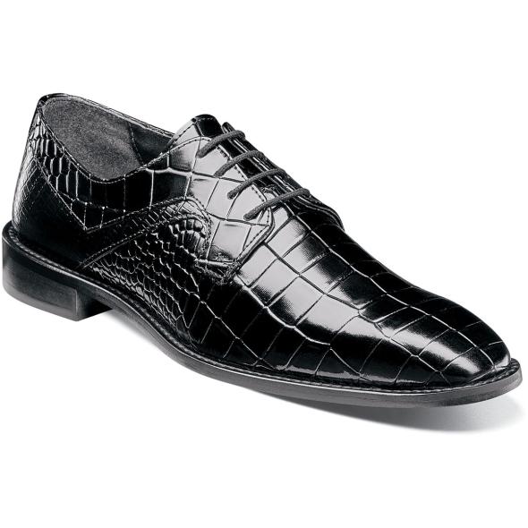 Stacy Adams - Madison Black Oxford Plain Toe Leather Upper Sole Reptile Embossed Feature