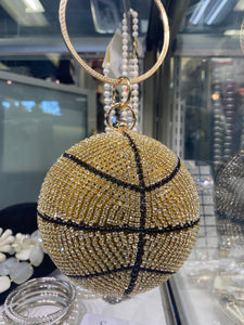 Bedazzled Gold Basketball Purse