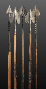 African Forged Double Edged Iron  Blade Old African Spear With Hand Forged Double Edged Iron Blade Head 83 Inches  $39.99 Each Easy Assemble