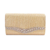 Sophia Collection Bag - Beautiful Gold Party Stone Clutch Purse SKU:BAG10276G