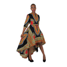 Load image into Gallery viewer, African Imports - Formal Traditional Print Hi-Lo Dress 2 colors White / Black  SKU: C-WK023
