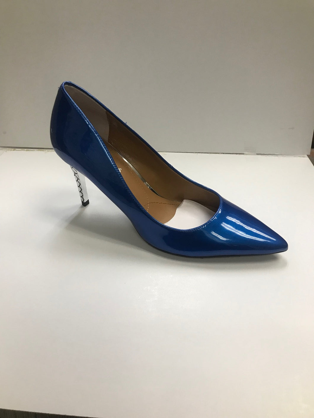 J, Renee Charise Metallic Patent Cobalt Blue Fancy 3 inch heel