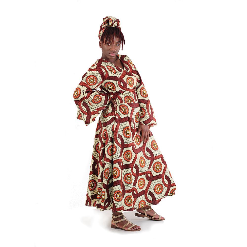 African Imports - Western Print Wrap Dress   SKU: C-WK051 (One Size Fits All)