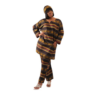 African Imports - Kente Pant Set : # 4 Black  SKU: CWH521    ( One Size Fits All )