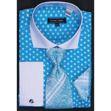 Load image into Gallery viewer, Avanti Uomo Dress Shirt Turquoise and White Polka Dots
