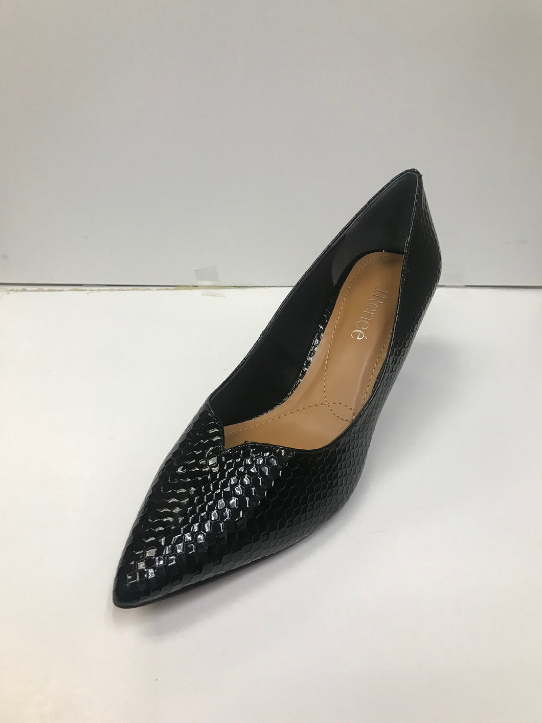 J. Renee Abigaile  Black Snake Skin Shoe 2.25 heel