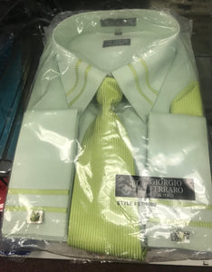 Light Green Giorgio Ferraro Shirt & Tie Set