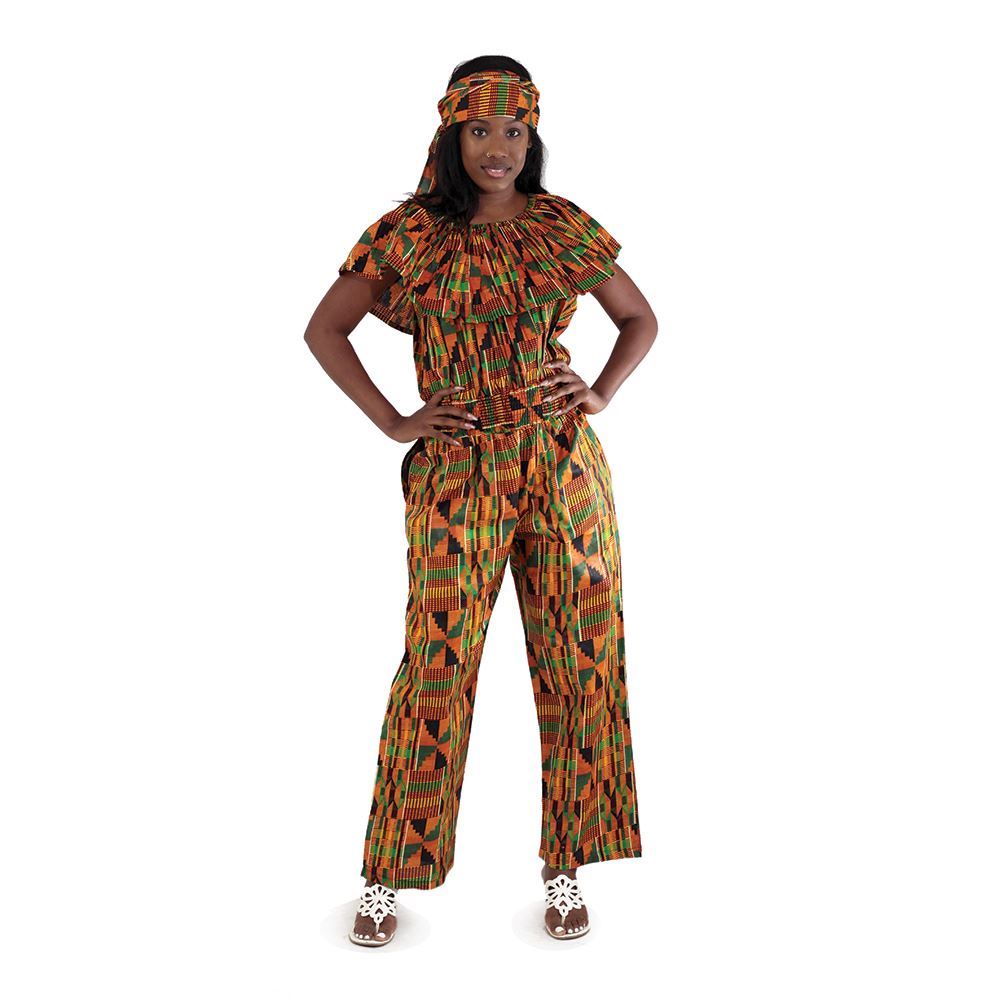 African Imports -  Kente Jumpsuit   SKU: C-WH078 2   (One Size Fits All )