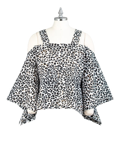 Immediate Resource Kara Chic African Print Top Cold-Shoulder Color - Black And White  Size - One Size Fits All SKU - KAR - 9037 See Matching Skirt Sold Separate