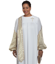 Load image into Gallery viewer, White / Metallic Gold Robe - Lamé Evangelist H-36
