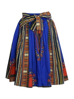 Advance Apparels Dashiki Print 4 Panel Mid Length Skirt With Wax Bow SKU: 18321 Color - Multi