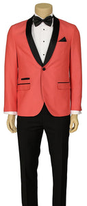 Sam Malone / West End - Slim Fit One Button Satin Shawl Collar 2-Piece Tuxedo Suit  SKU: W91011T  Model 141     Sizes 34R, 36R, 38S, 40R, 42R