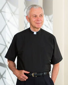 Daniel Elissa  Banded Collar Clergy Men Shirt Short Sleeve  SKU :DS0025C  Color - Black