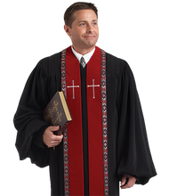 Load image into Gallery viewer, Red / Black Velvet Robe - RT Wesley H-179
