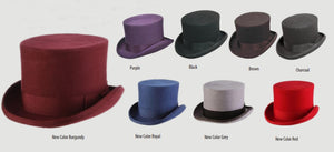 SCALA Structured Wool Felt Top Hat With Grosgrain Bow Band (8 Colors)