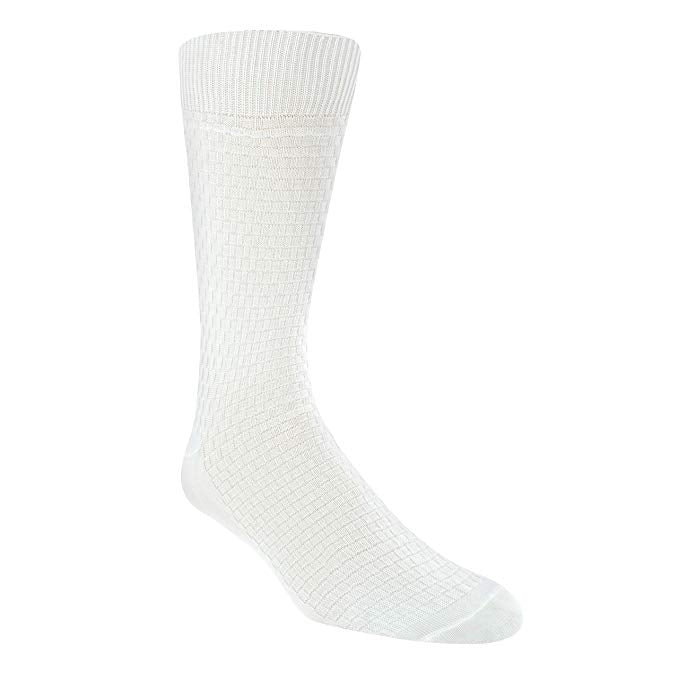 Stacy Adams Basket Weave White Crew Socks - 11848-100