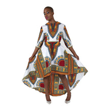 Load image into Gallery viewer, African Imports - Formal Traditional Print Hi-Lo Dress 2 colors White / Black  SKU: C-WK023
