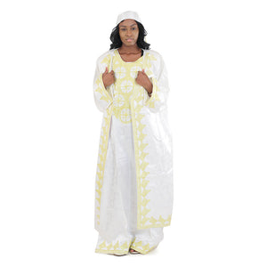African Imports - African Queen Dress & Jacket Set Multiple Colors  Black, White, Burgundy SKU:C-WH361 (One Size Fts All)