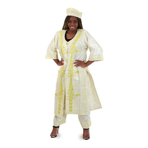 African Imports - African Queen Jacket & Pants Set  - White  SKU; C-WH342  ( One Sizes  Fits All )