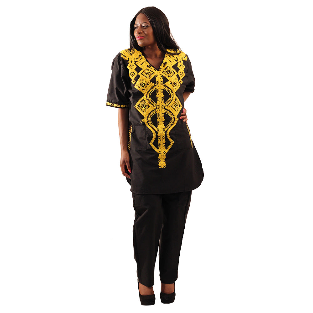 African Import - Embroidered Black Pant Set   SKU:C-U232:  ( Sizes  Large, X-Large, 2X-Large, 3X-Large)